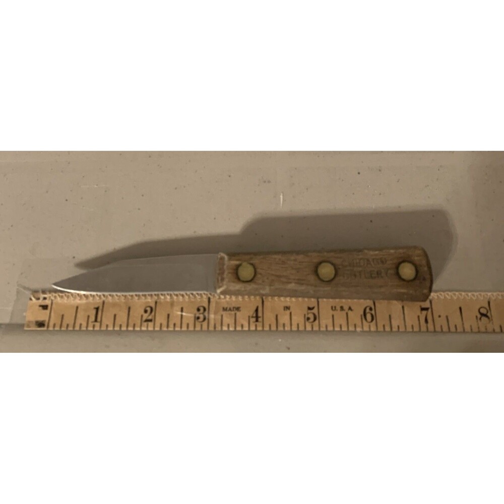 Vintage Chicago Cutlery Paring Knife 3” Stainless Blade Walnut Wood Handle